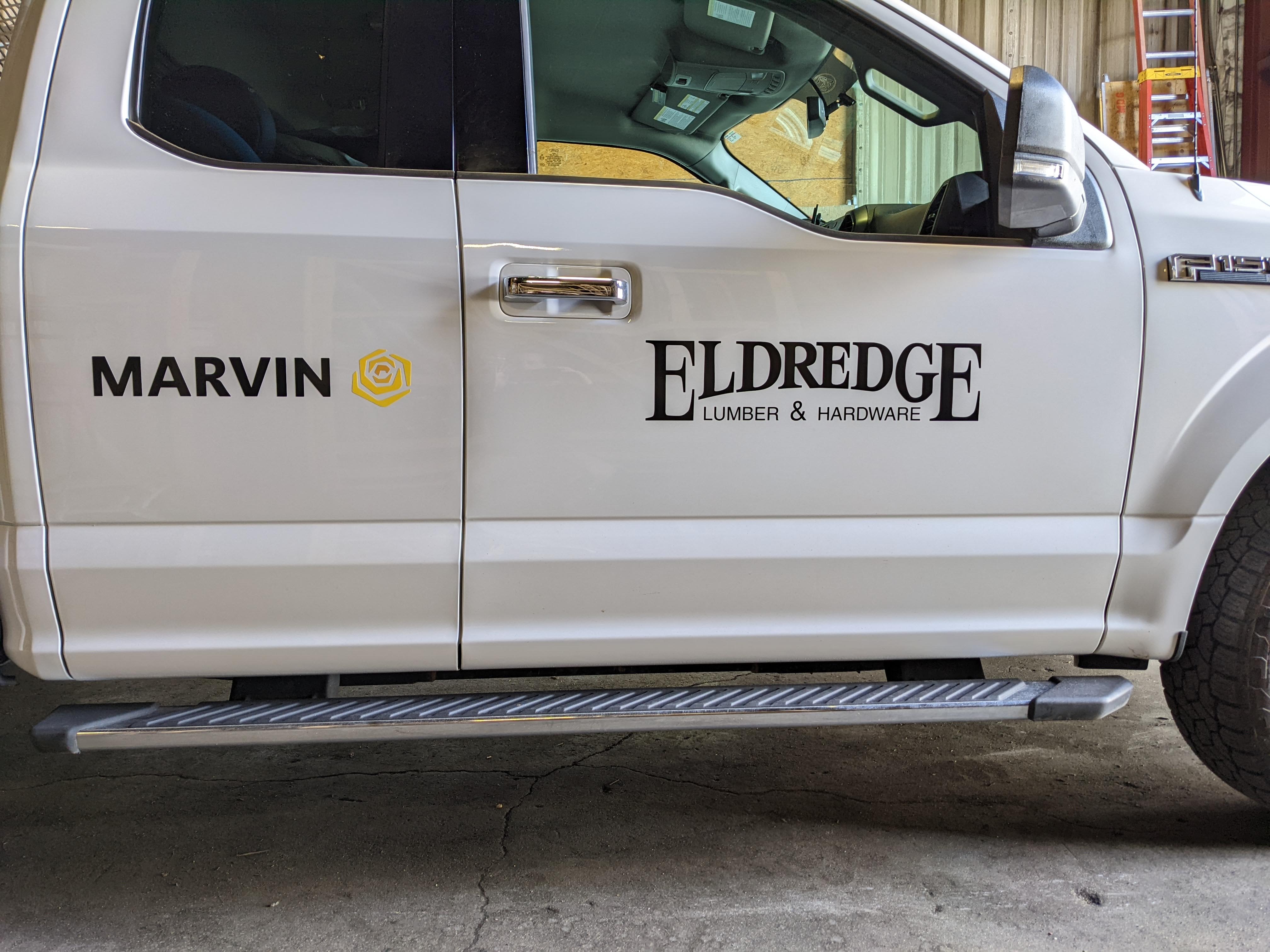 Eldredge logo on white F-150