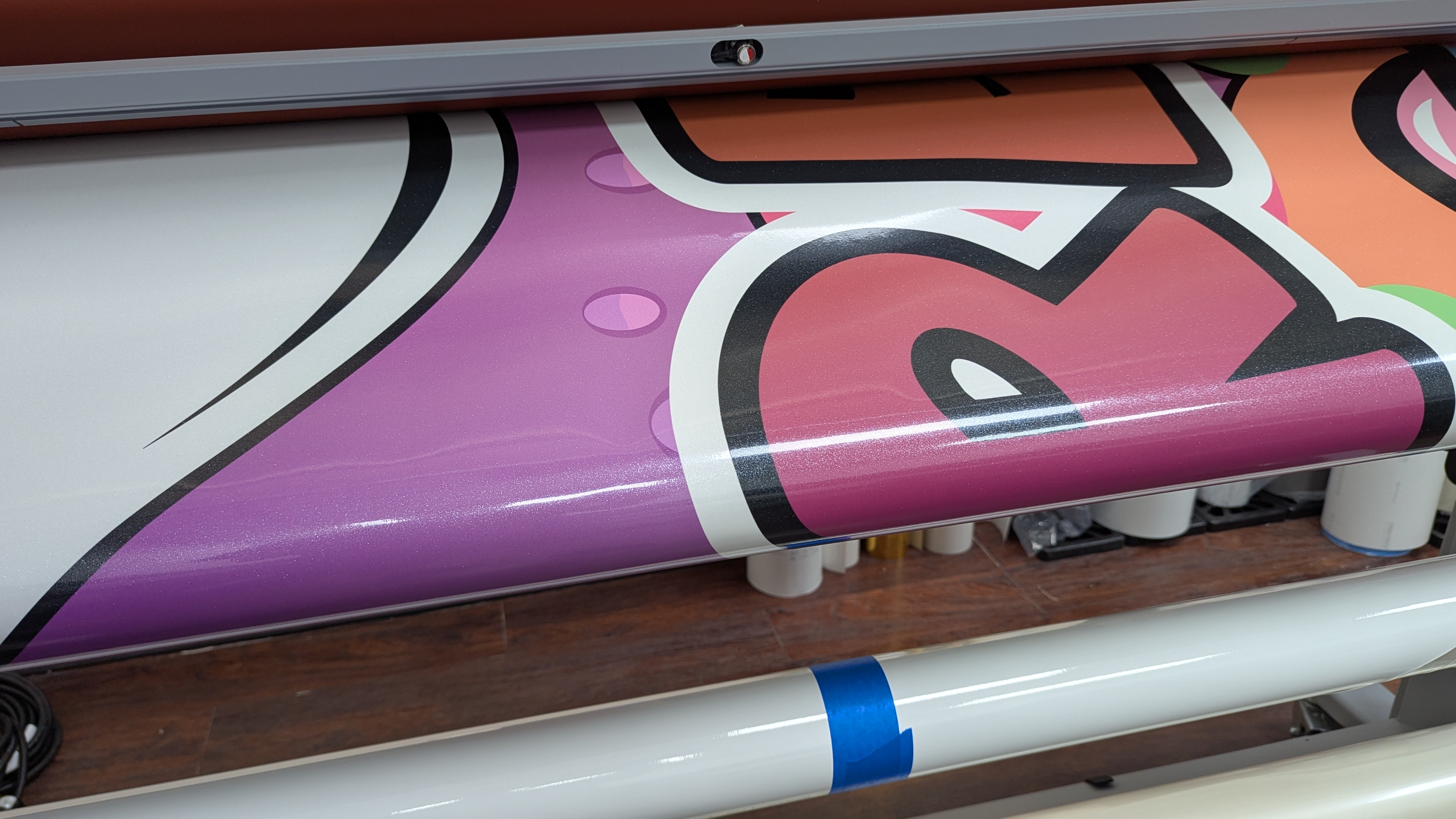 Printed wrap going through the laminator